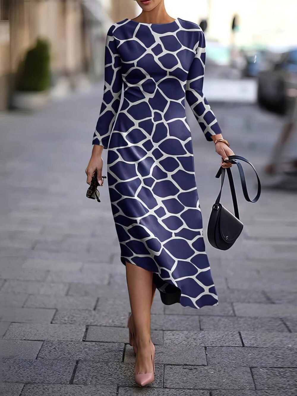 Dresses Printed Long Sleeve Irregular Dress for Women - Image 5