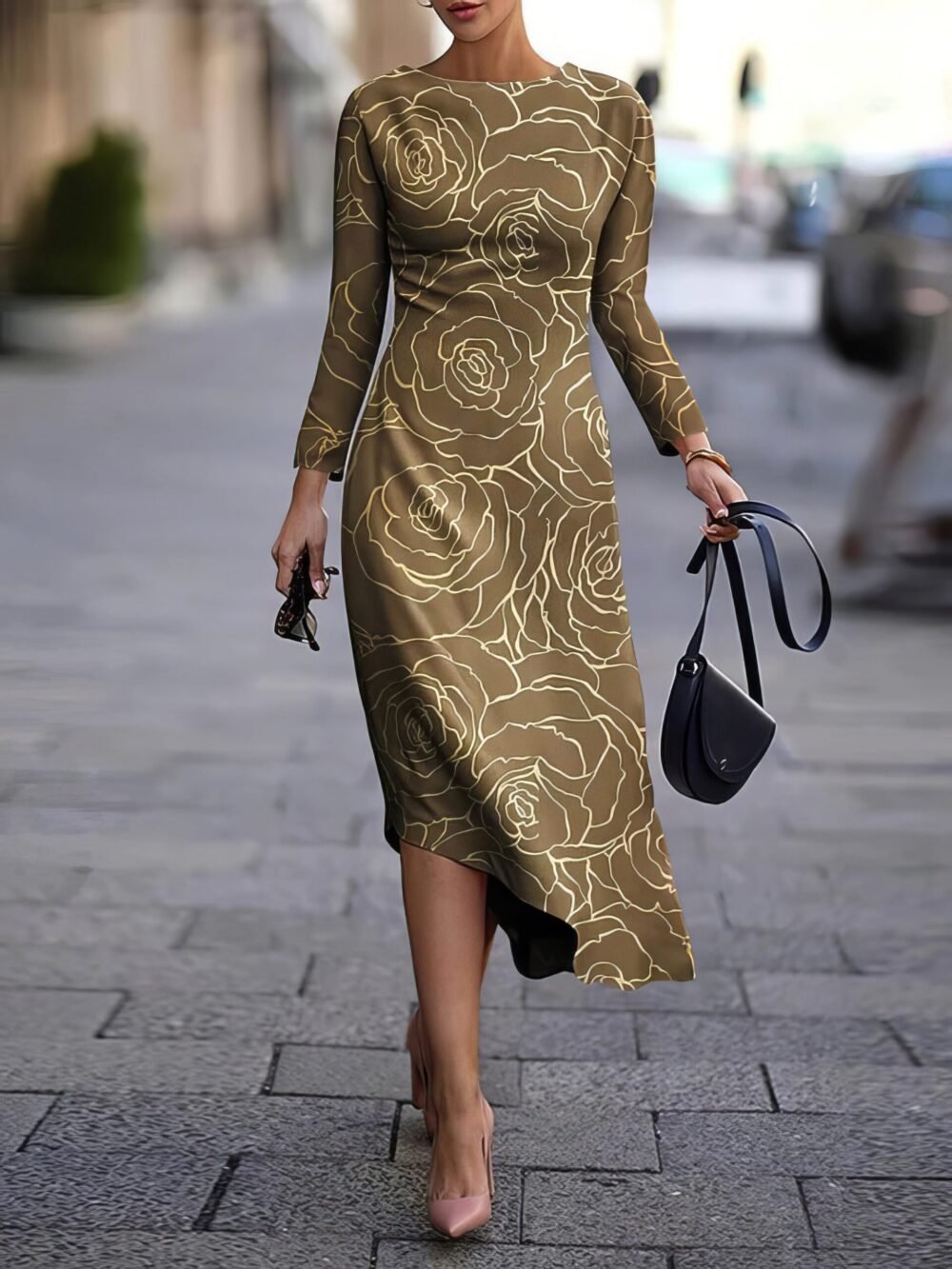 Dresses Printed Long Sleeve Irregular Dress for Women - Image 4