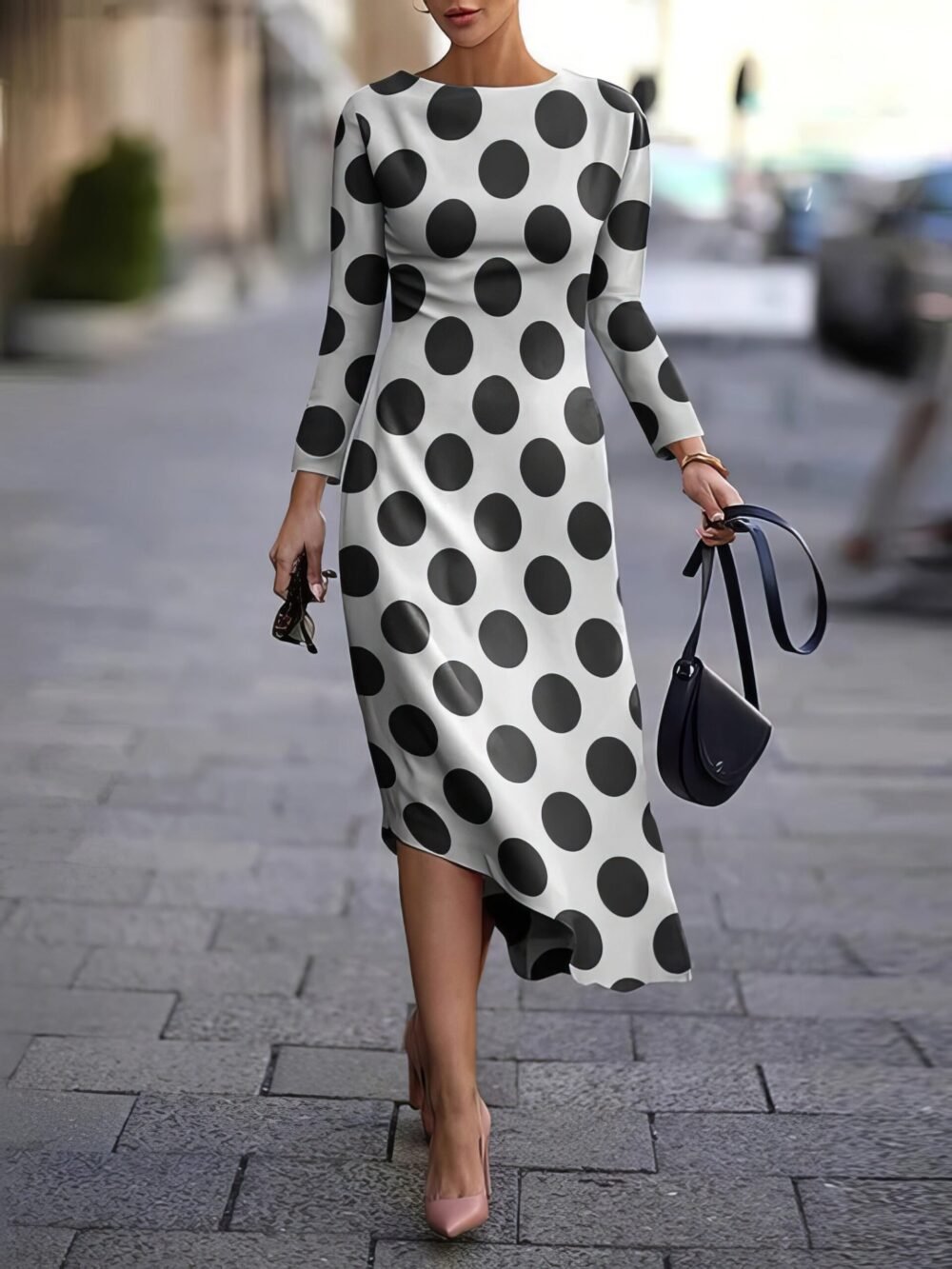 Dresses Printed Long Sleeve Irregular Dress for Women - Image 2