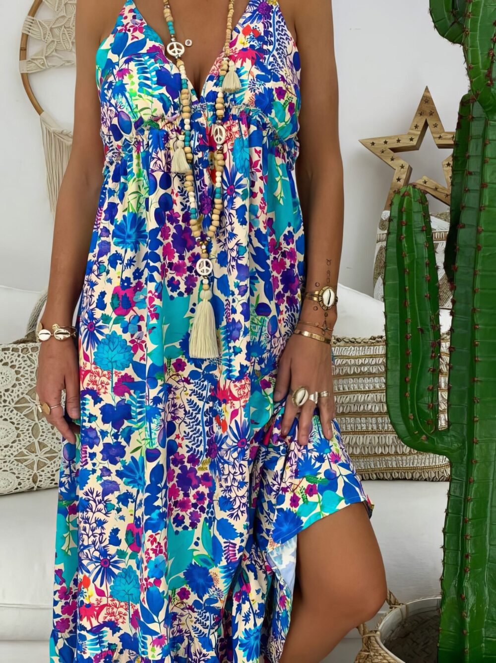 Dresses Printed Sling V-Neck Maxi Dress for Women - Image 4