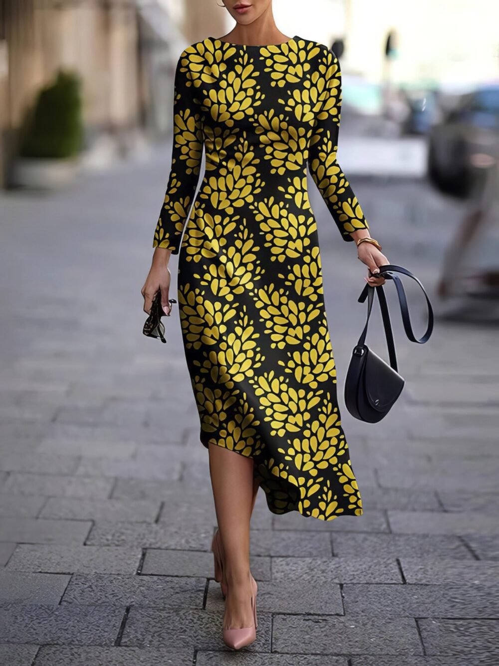 Dresses Printed Long Sleeve Irregular Dress for Women - Image 3