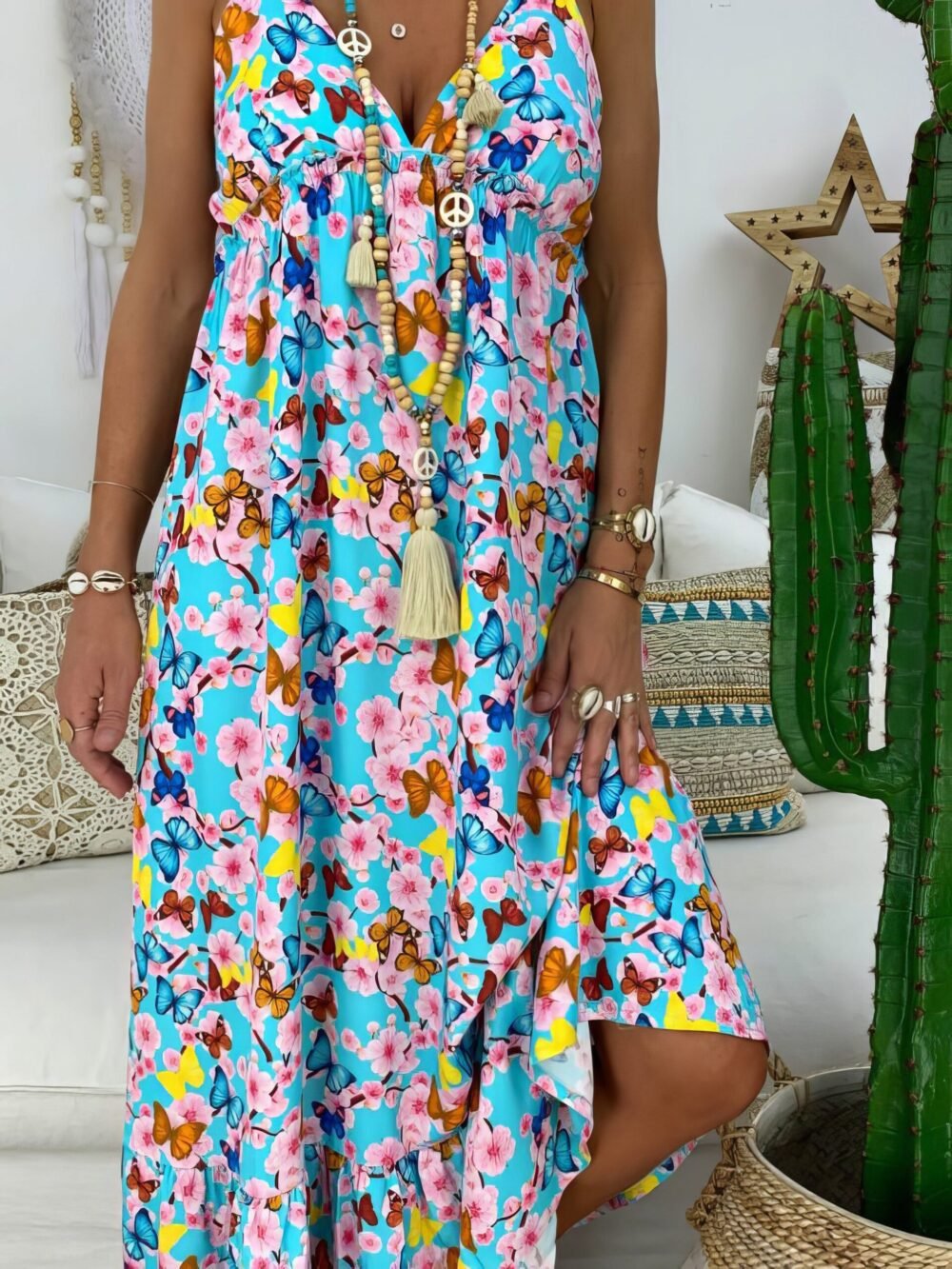 Dresses Printed Sling V-Neck Maxi Dress for Women - Image 3