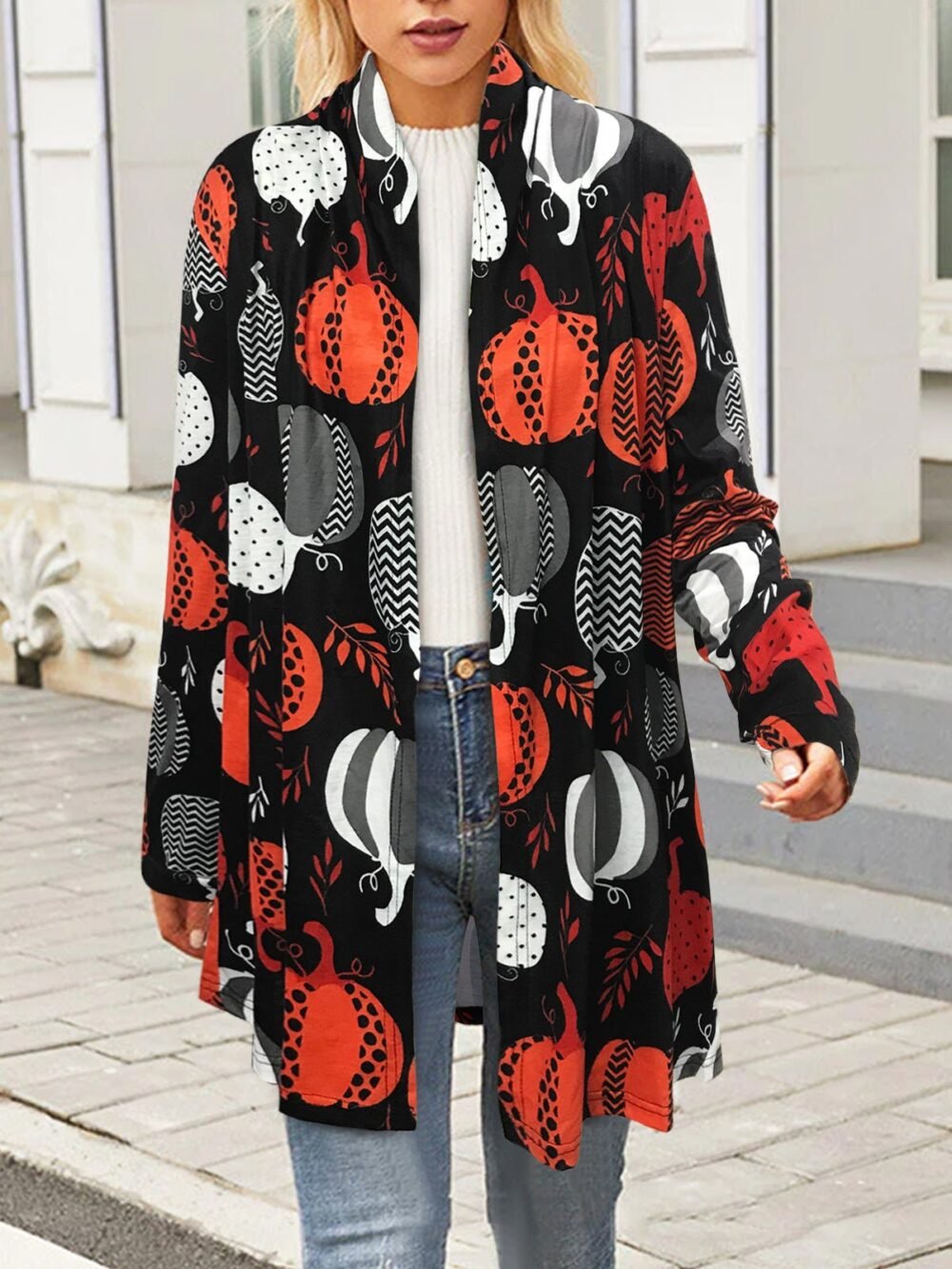 Cardigans Printed Long Sleeve Casual Cardigan for Women