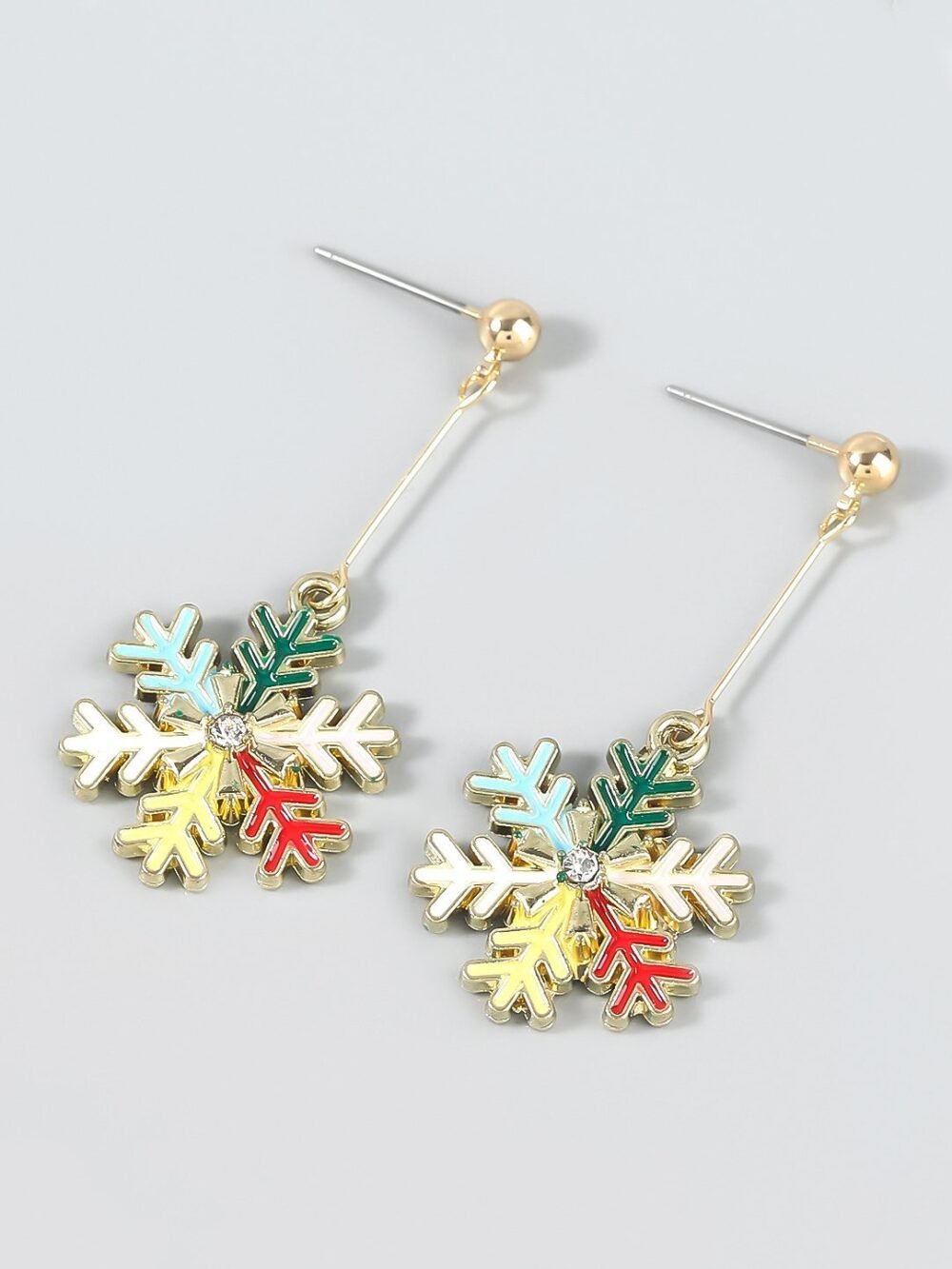 Earrings Fashion Rhinestone Christmas Snowflake Earrings for Women - Image 3