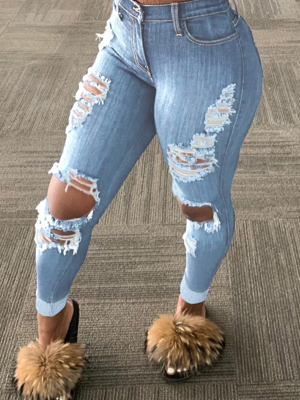 Jeans Washed Ripped Skinny Jeans for Women - Image 3