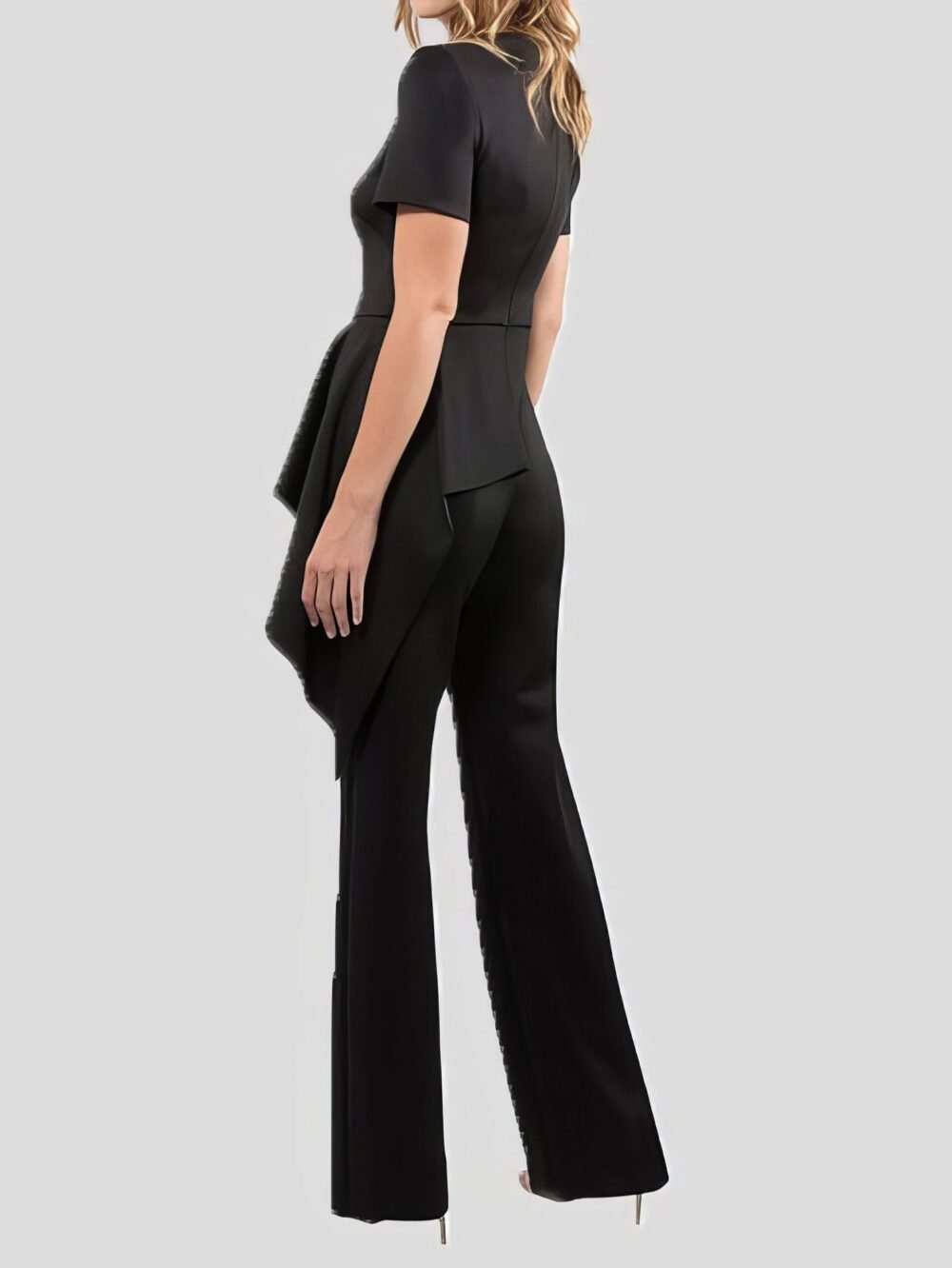 Jumpsuits Solid Short Sleeve Ruffle Jumpsuit for Women - Image 2