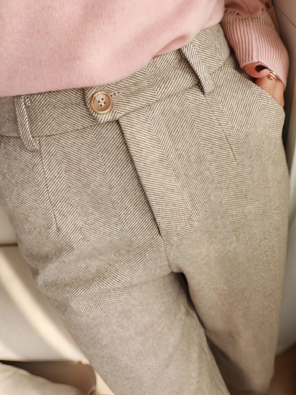 Pants High Waist Pocket Wool Harem Pants for Women - Image 4