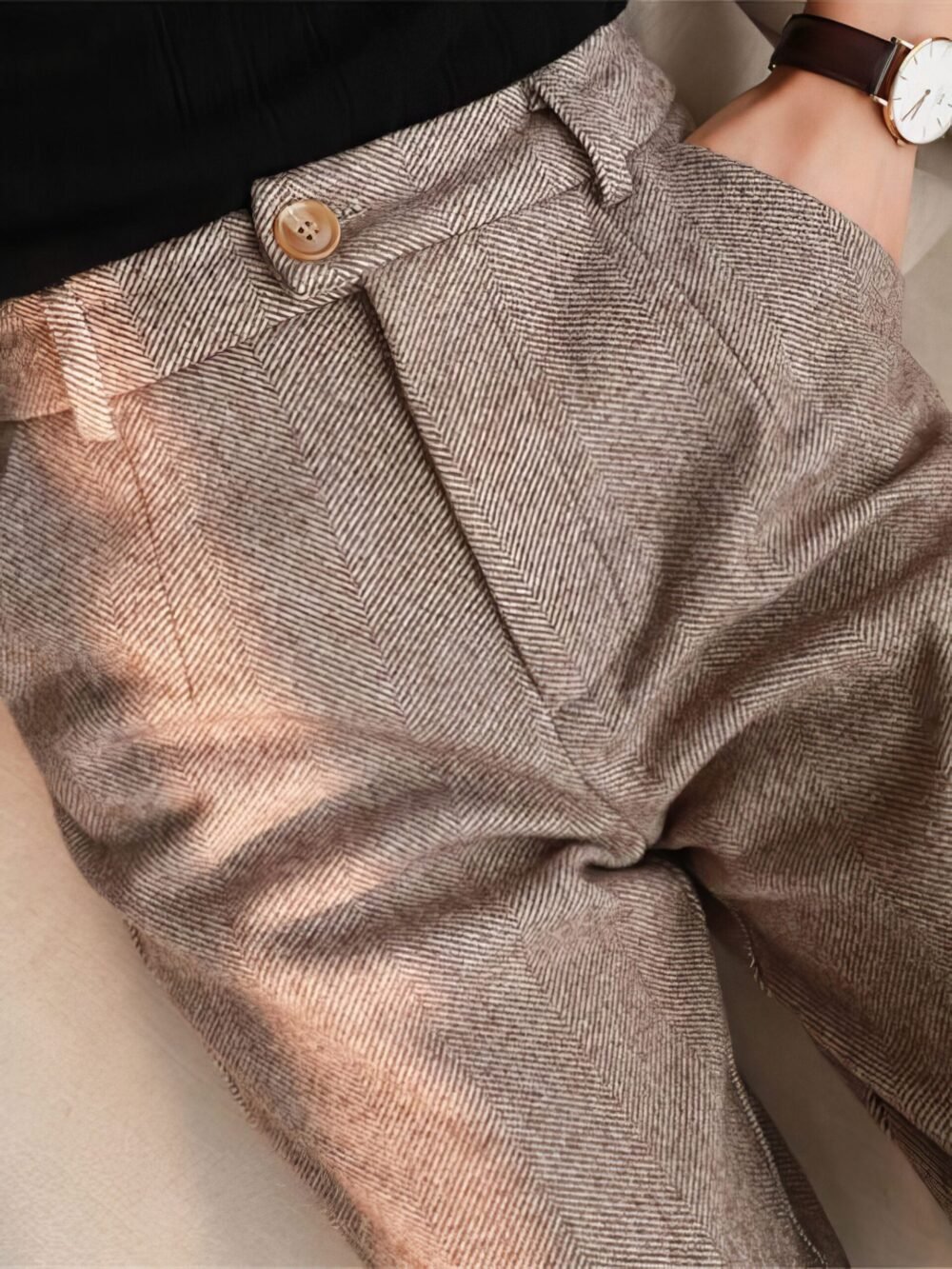 Pants High Waist Pocket Wool Harem Pants for Women - Image 3