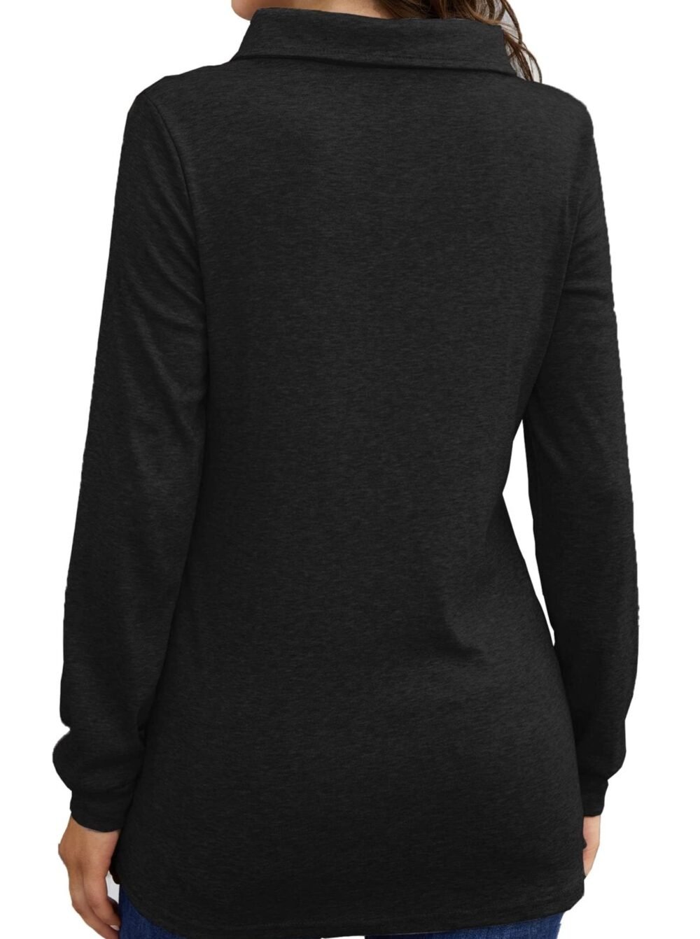 T-Shirts Long Sleeve Cowl Neck Button T-Shirt for Women - Image 7