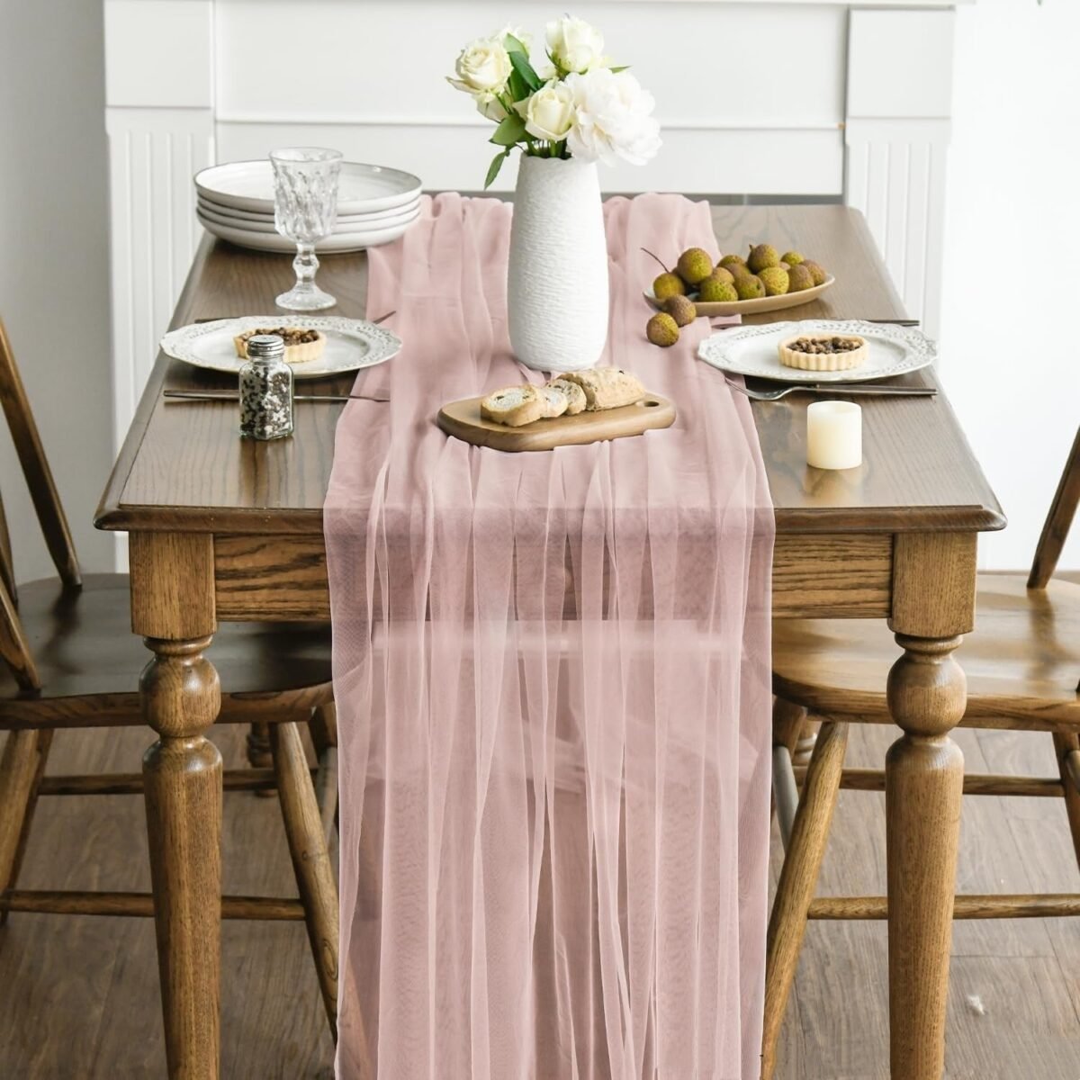 Solid Mesh Table Runner For Wedding Decor Polyester