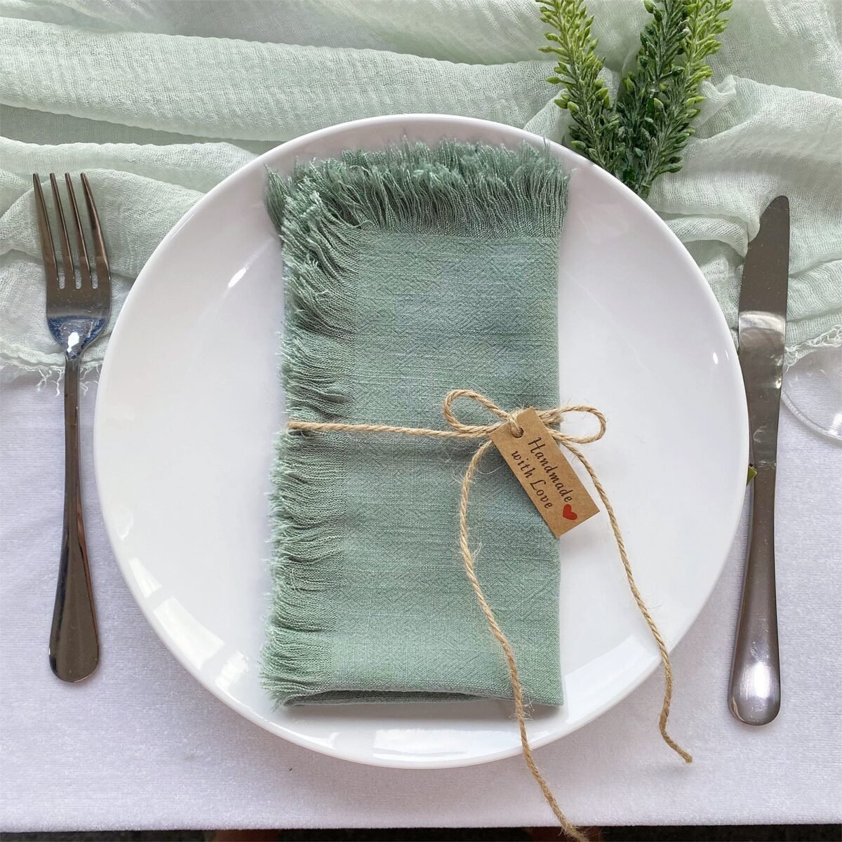Fringed Table Mats Cotton Linen Blend Nordic Style