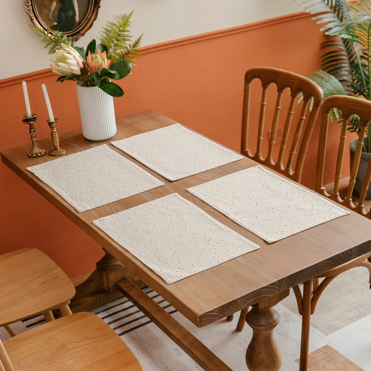 Daisy Print Linen Cotton Placemats European Style