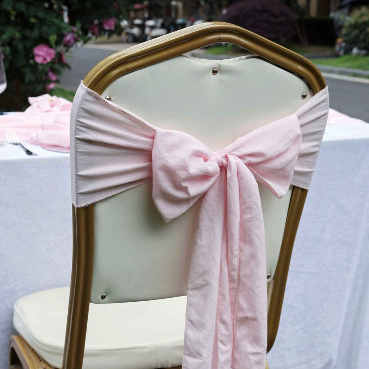 Chair Back Cover Floral Ribbon Cotton Wedding