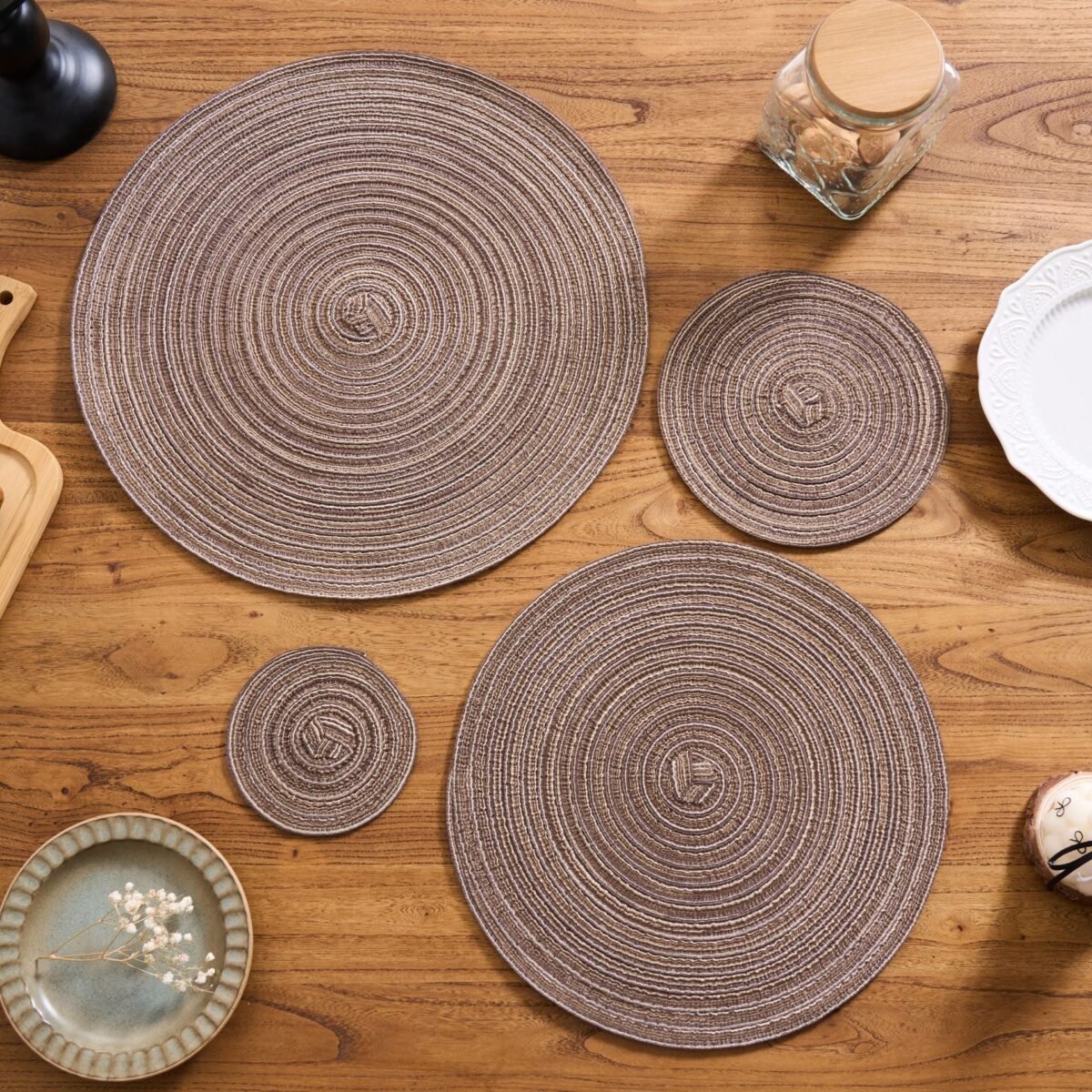Round Cotton Yarn Placemats Nordic Style For Dining